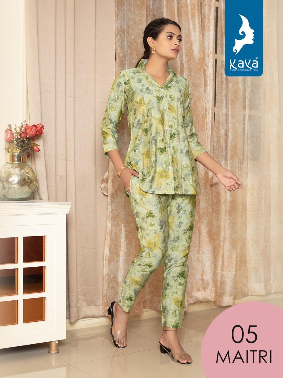 Kaya Maitri Printed Wester Cord Set Catalog
